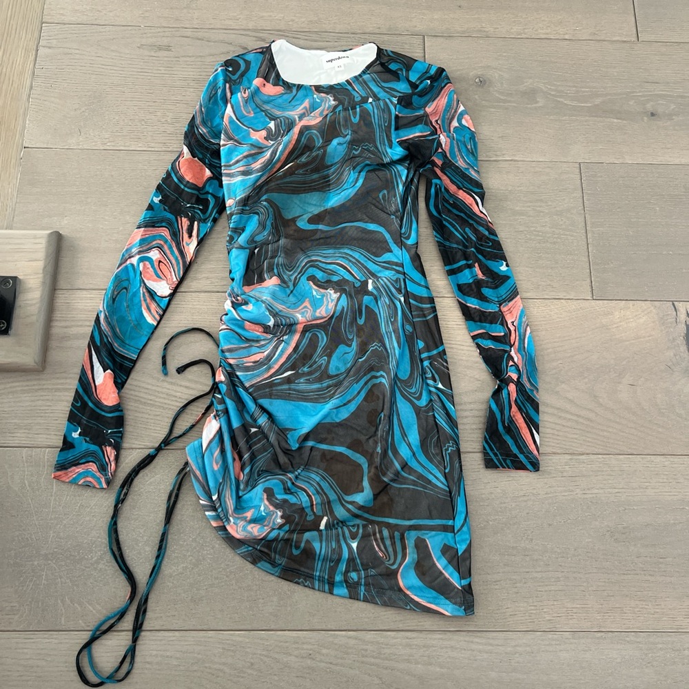Blue and Black Swirl Dress
